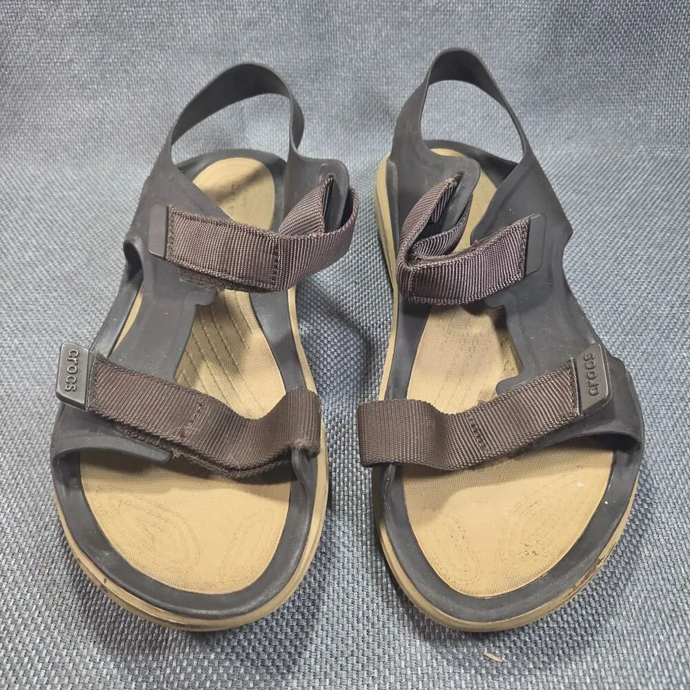 Crocs Iconic Comfort Swiftwater Brown & Beige Fishing Sandal Men's Size 11